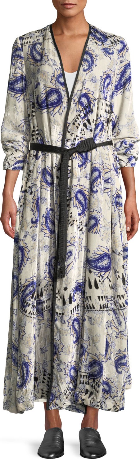 Forte Forte Afrika-Print Velvet Belted Robe Duster