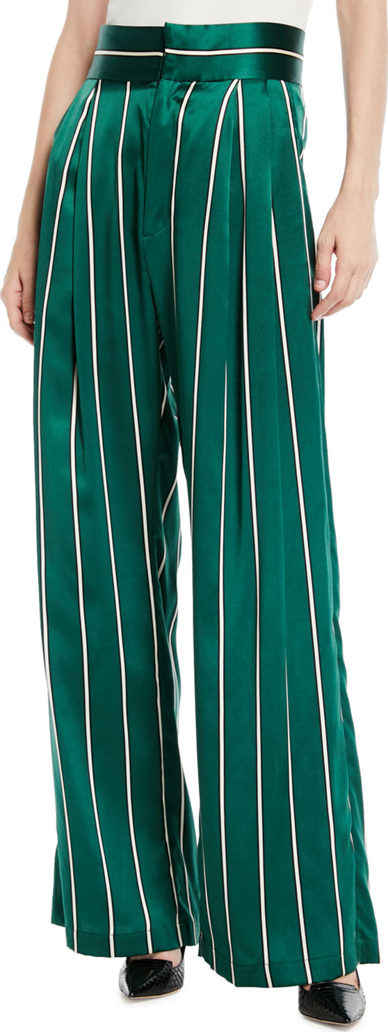 Maggie Marilyn Love Unconditionally Striped Silk Wide-Leg Pants