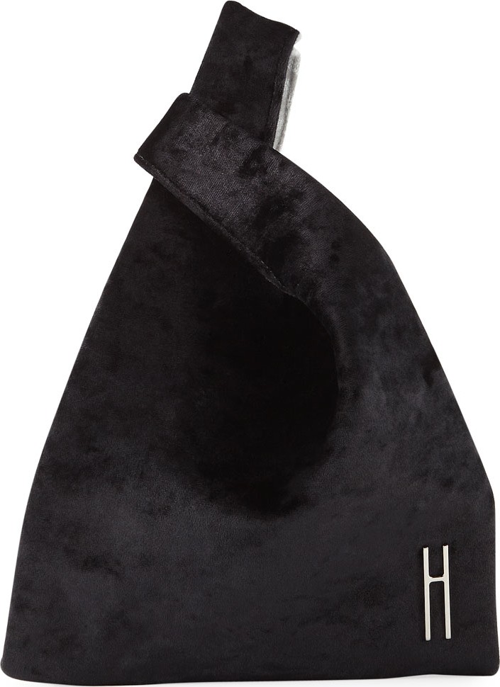 Hayward Mini Shopper Velvet Tote Bag, Black/White