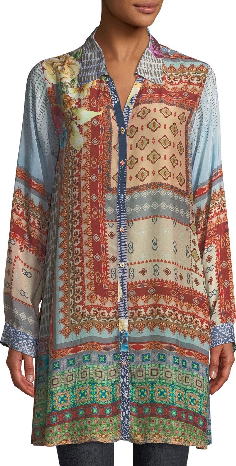 Johnny Was Carro Button-Front Tunic
