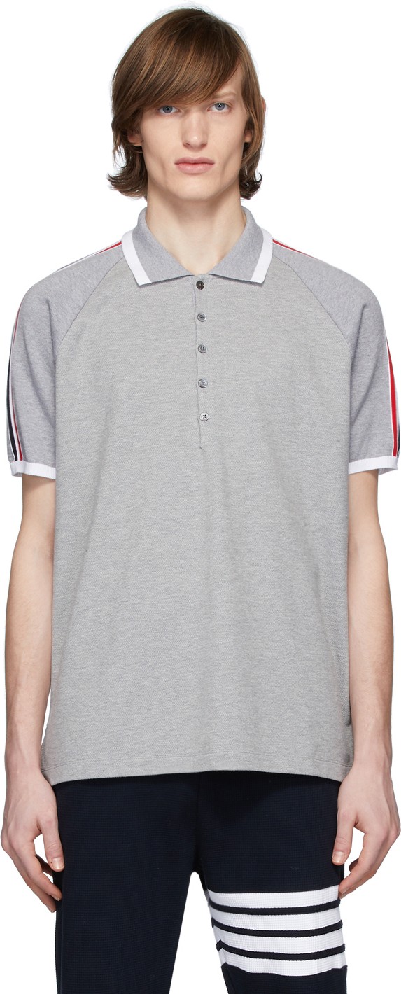 Thom Browne Grey Raglan Sleeve Polo
