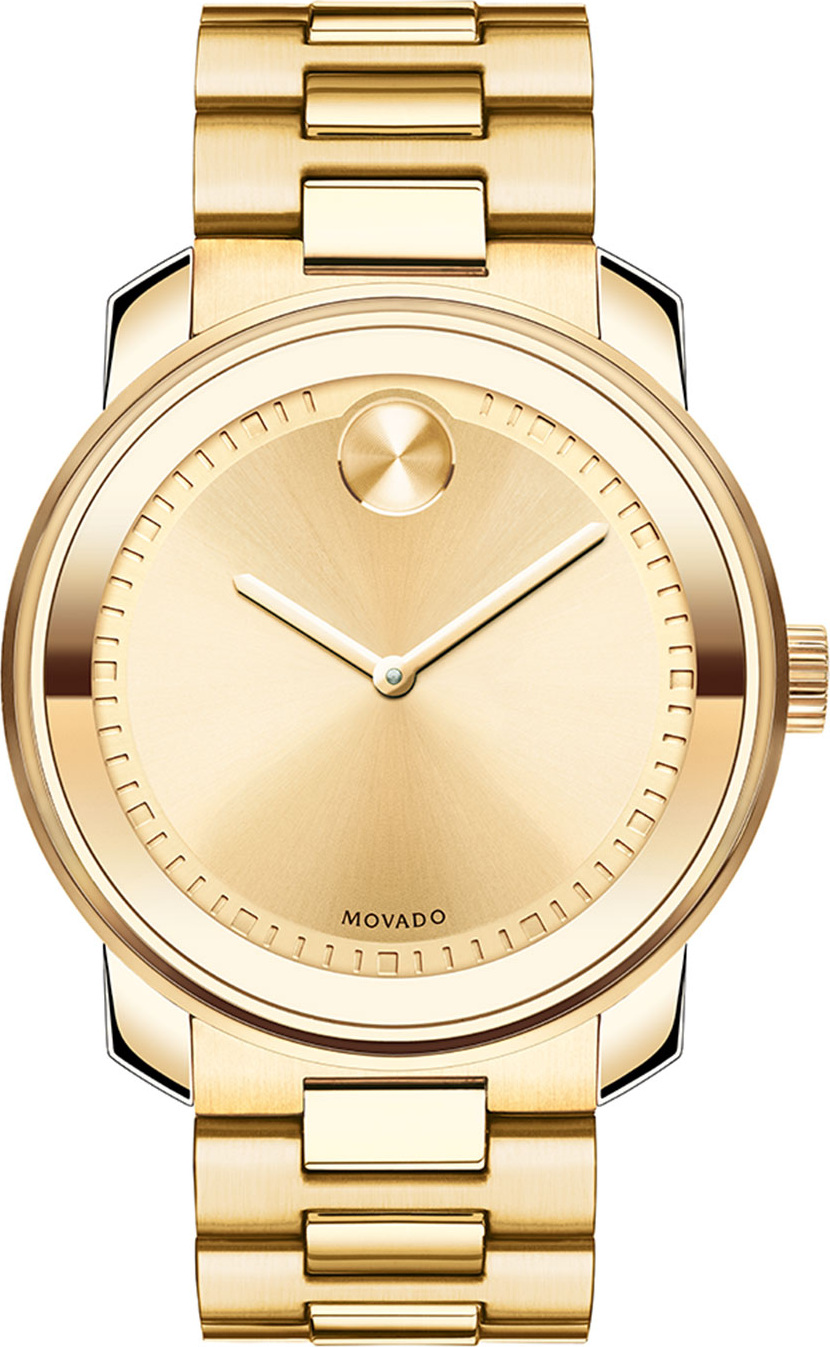 Movado 42.5mm Gold IP Stainless Steel Watch