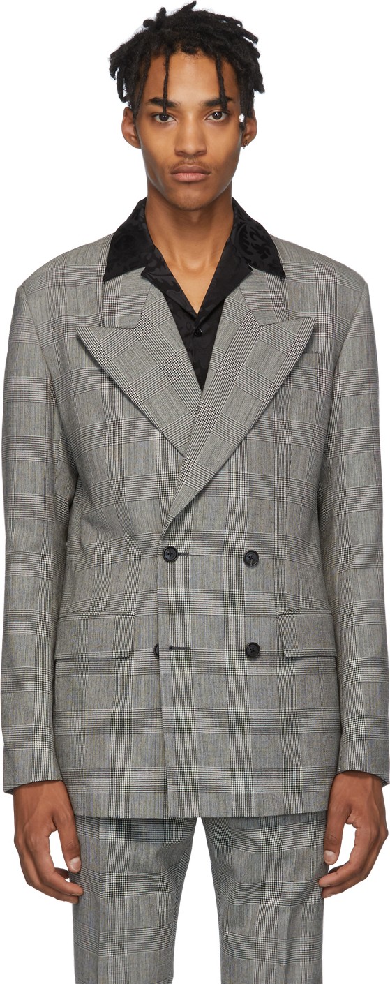 Versace Black & White Double Breasted Blazer