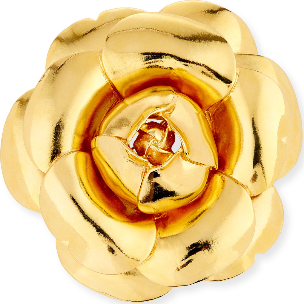 Oscar De La Renta Small Painted Rose Pin