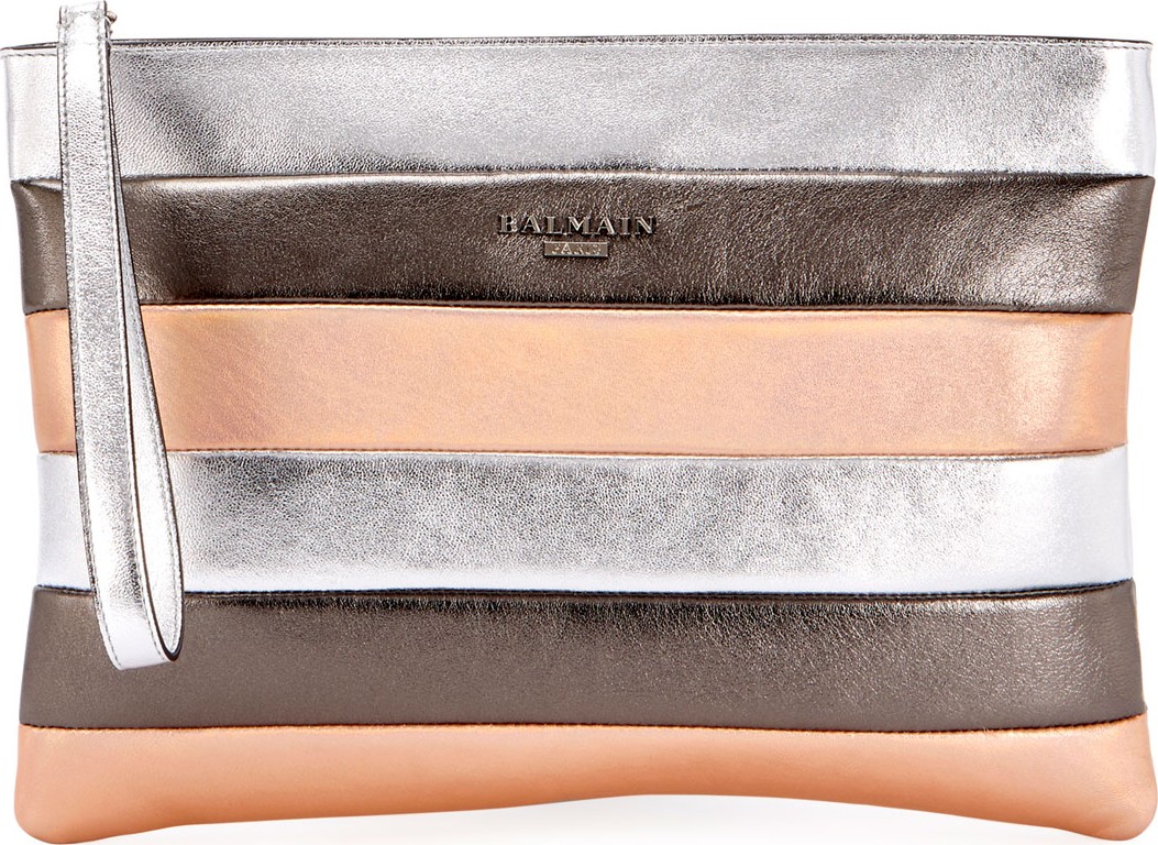Balmain Colorblock Striped Pochette Wallet