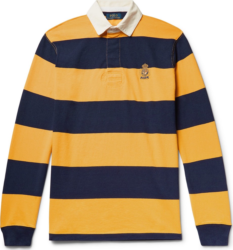 Polo Ralph Lauren Logo-Embroidered Twill-Trimmed Striped Cotton-Jersey Polo Shirt