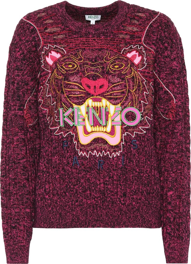 KENZO Embroidered wool and cotton sweater