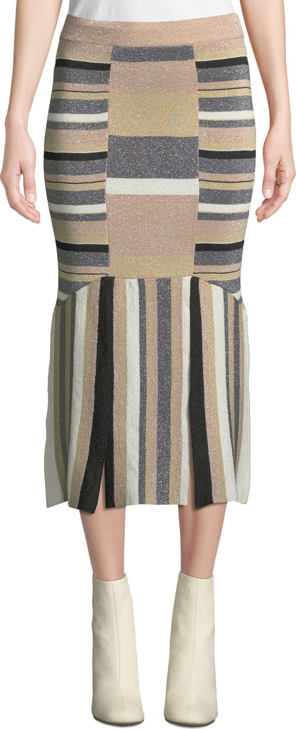 Tabula Rasa Rosetti Striped Metallic Midi Skirt