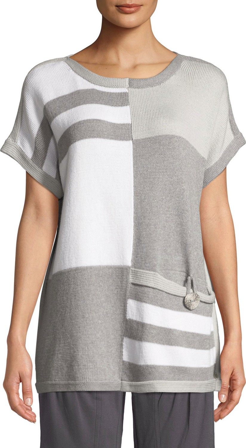 Pure & Co Happy Days Short-Sleeve Colorblock Pullover Top