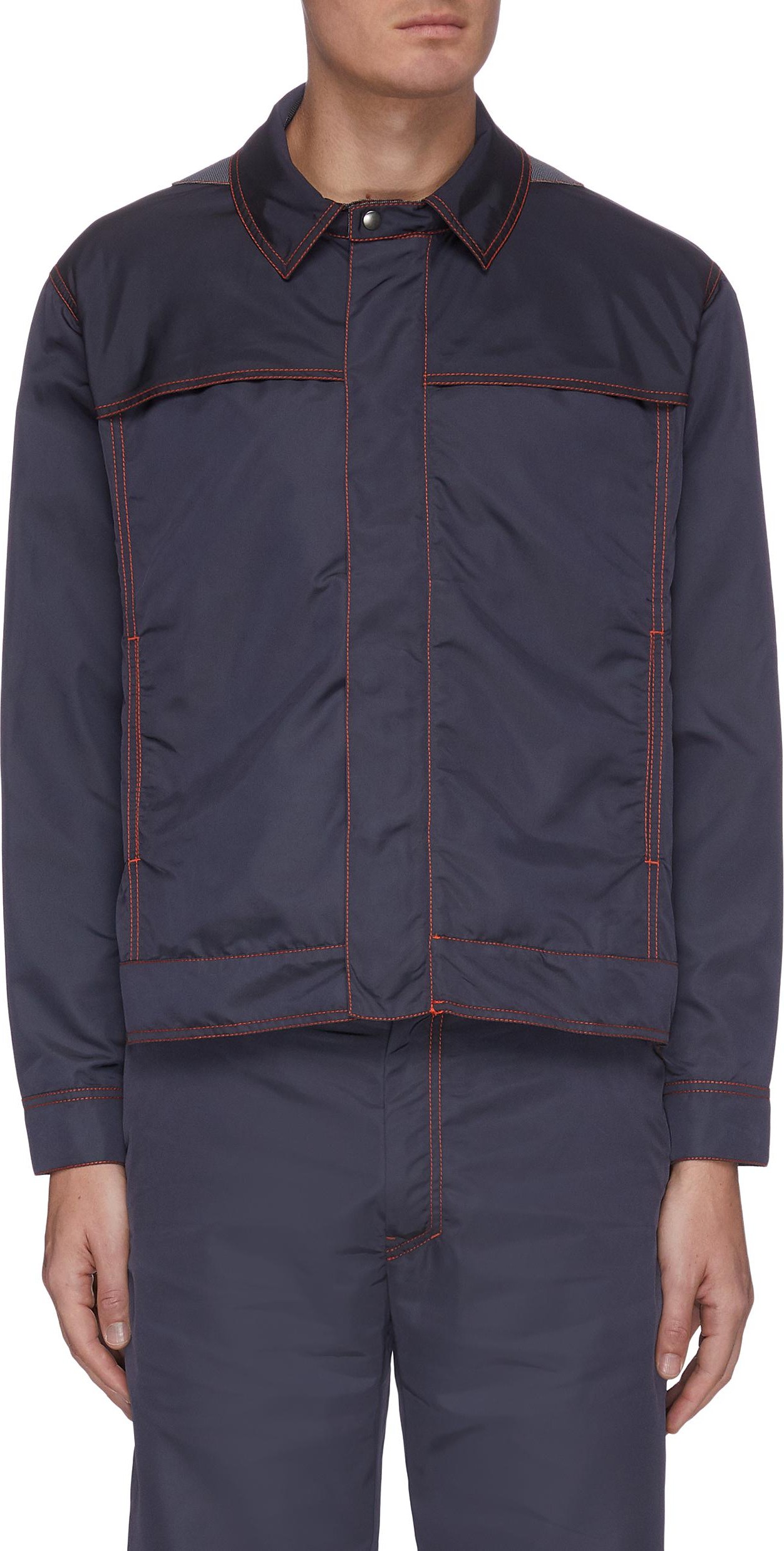 Affix Iridescent contrast stitching mesh lining work jacket