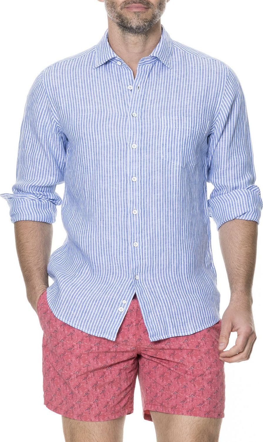 Rodd & Gunn Men's Derby Striped Linen Sport Shirt