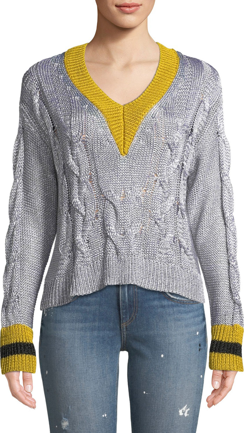 Rag & Bone Emma Cropped V-Neck Sweater