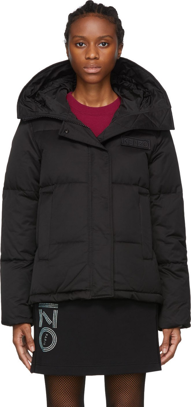 KENZO Black Hooded Puffa Jacket