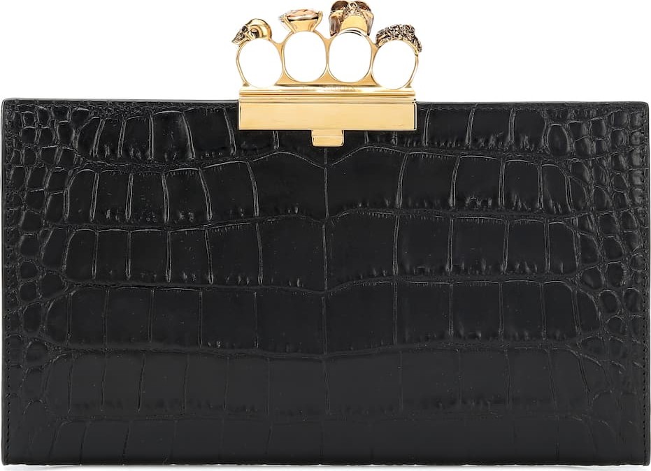 Alexander McQueen Skull Four-Ring leather clutch