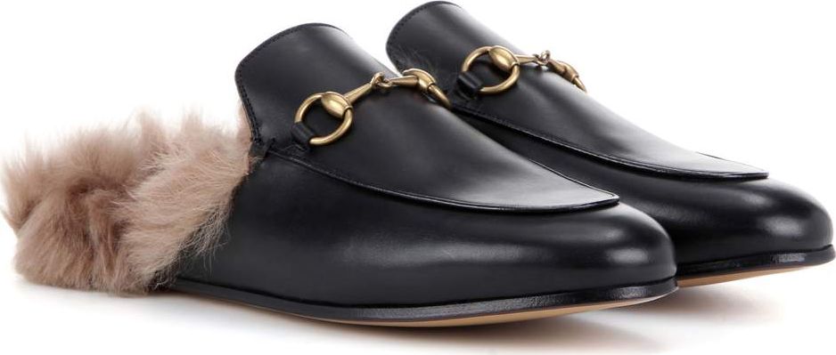 Gucci Princetown fur-lined leather slippers