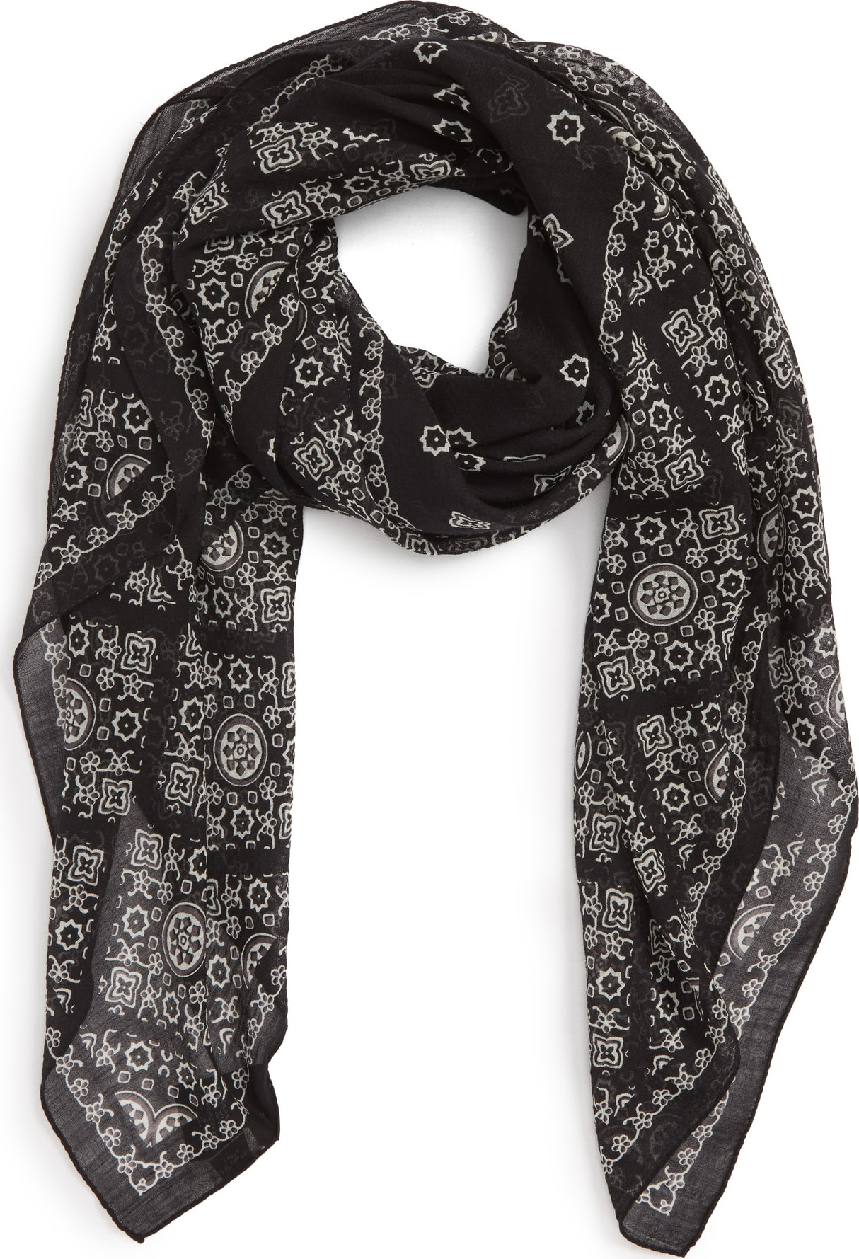 Saint Laurent Folk Print Wool Square Scarf