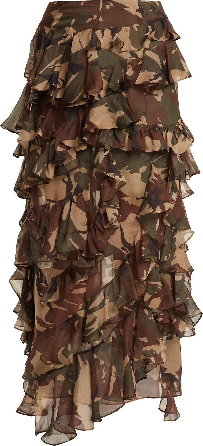 Preen Melena camouflage-print ruffle skirt
