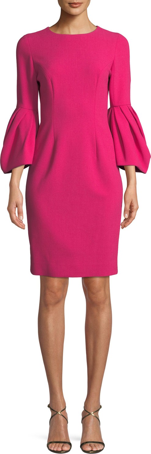 Carolina Herrera Draped Elbow-Sleeve Dress