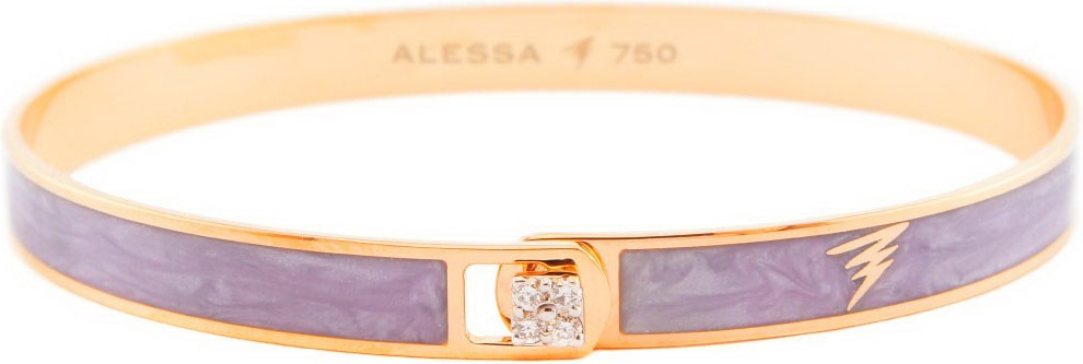 Alessa Jewelry Spectrum 18k Rose Gold Paint & Diamond Bangle, Light Purple, Size 18