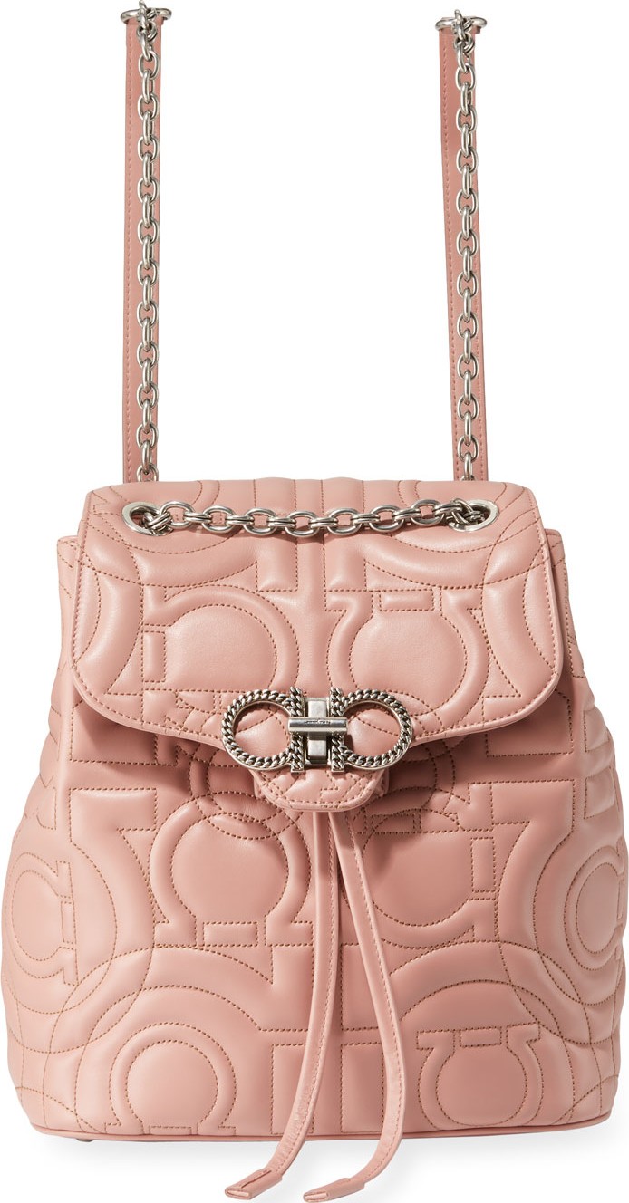 Salvatore Ferragamo Gancio Quilted Chain Backpack