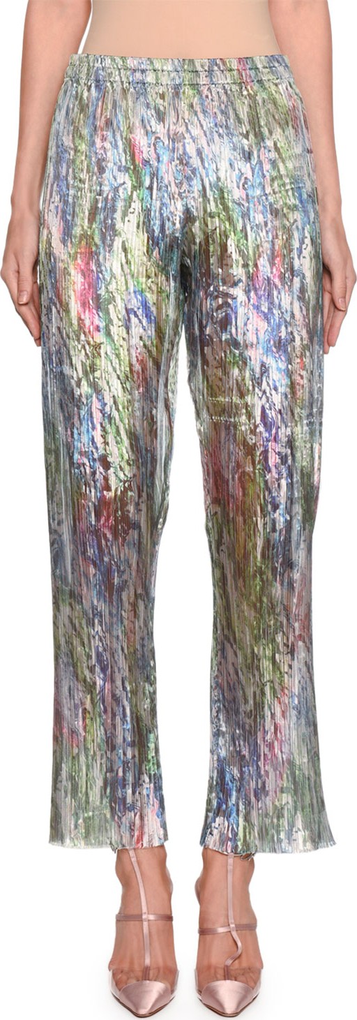 Giorgio Armani Printed Plisse Organza Crop Pants