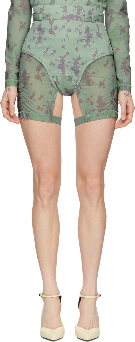 Charlotte Knowles Green Harness Corset Shorts
