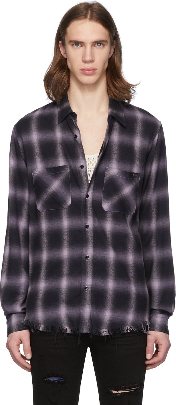 Amiri Purple & Black Shadow Plaid Shirt