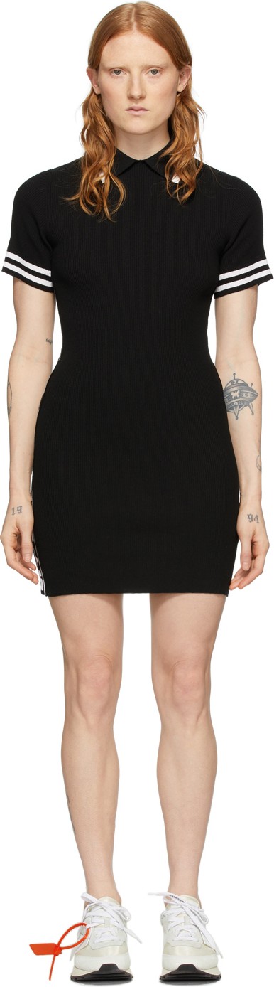 Off White Black Knit Industrial Polo Dress