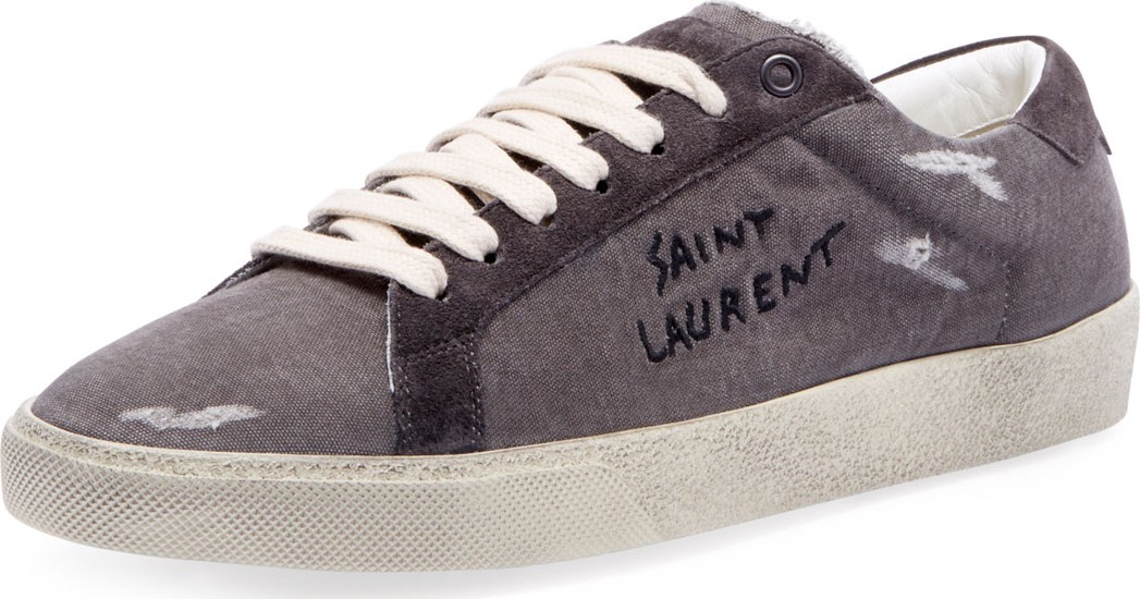 Saint Laurent Men's Canvas Low-Top Sneakers