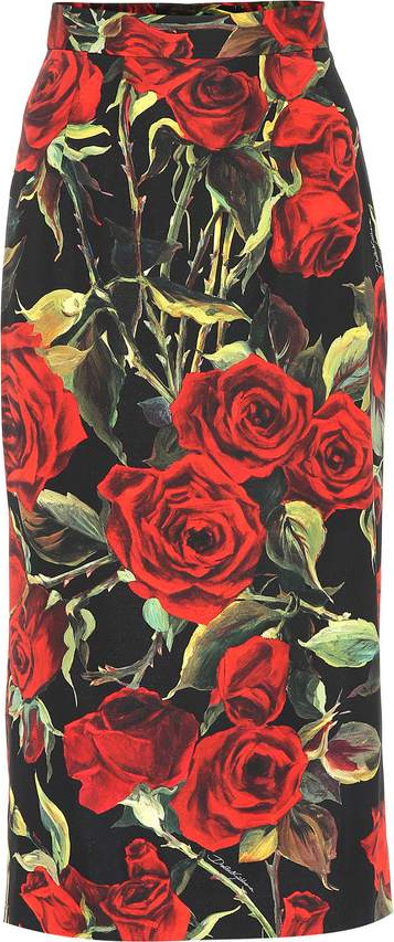Dolce & Gabbana Floral stretch silk skirt