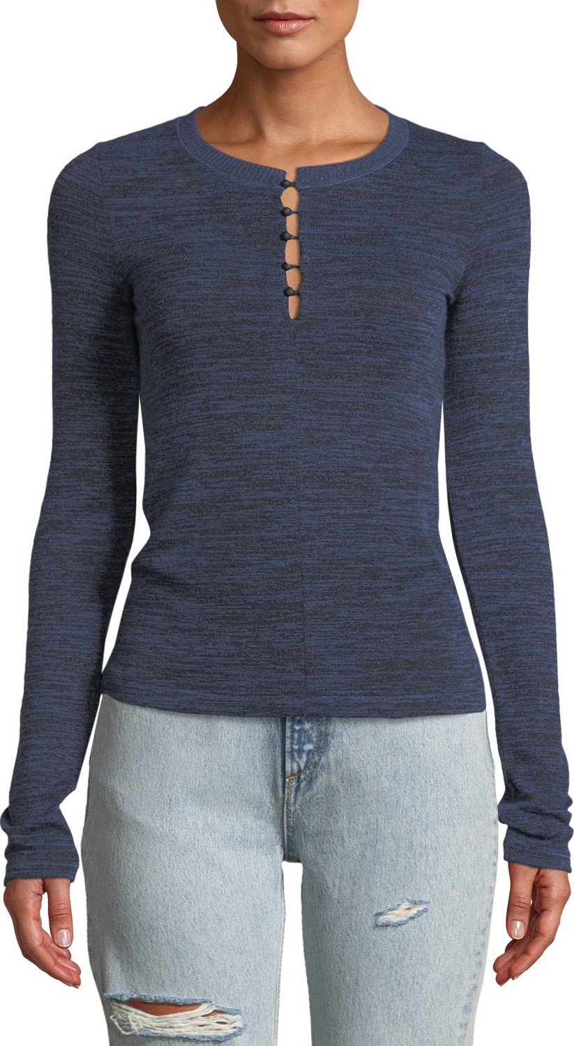 Rag & Bone Bowery Button-Front Long-Sleeve Top