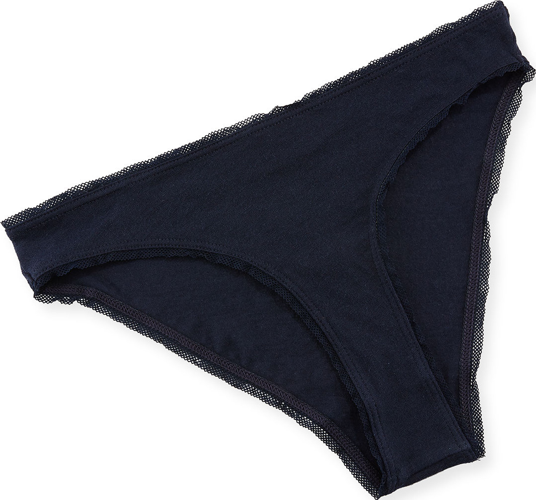 SKIN Organic Cotton Lace-Trim Bikini Briefs