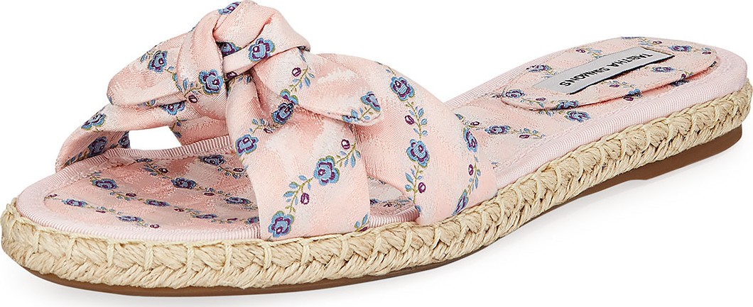 Tabitha Simmons Heli Floral Slide Flat Sandals  Pink