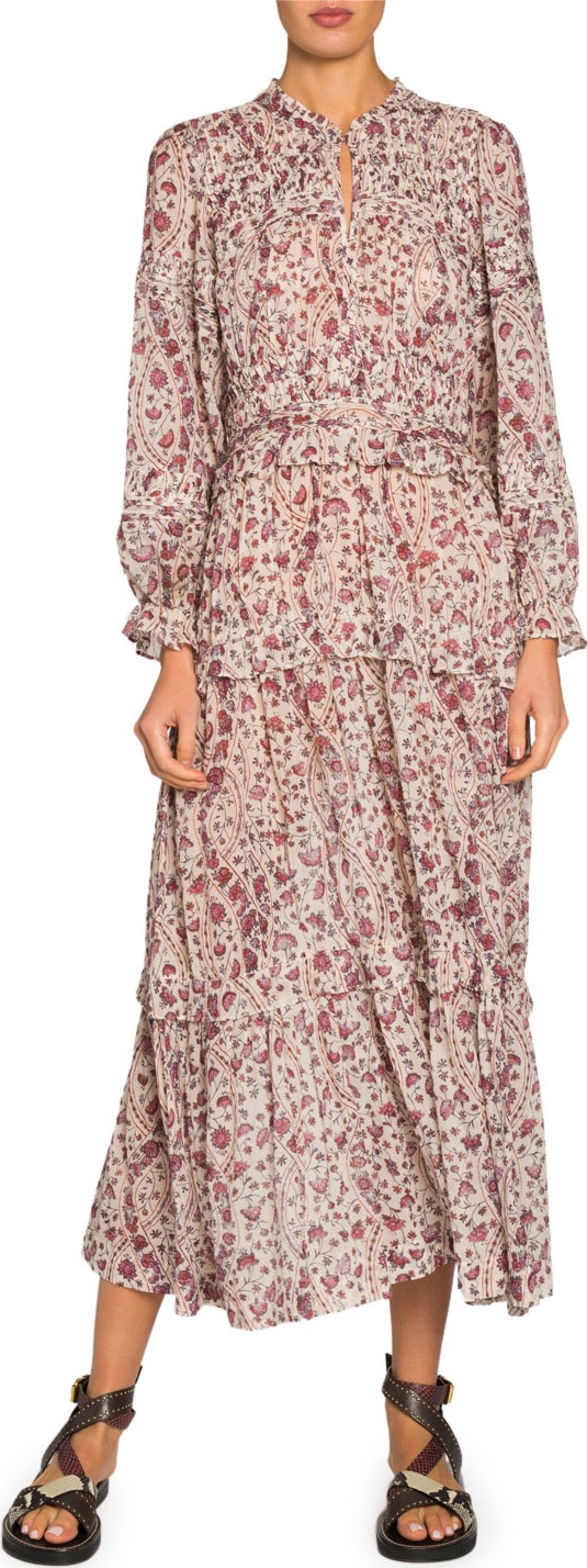 Isabel Marant Etoile Likoya Tiered Long-Sleeve Maxi Dress