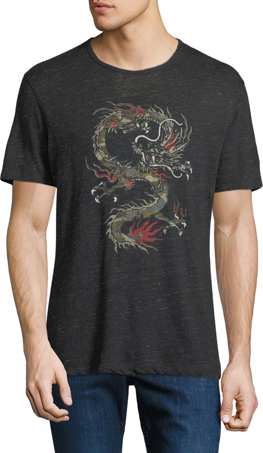 John Varvatos Men's Dragon Graphic Linen T-Shirt