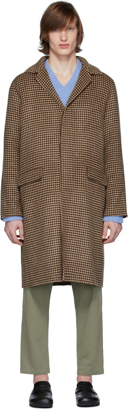 Nanushka Tan Houndstooth Malick Coat