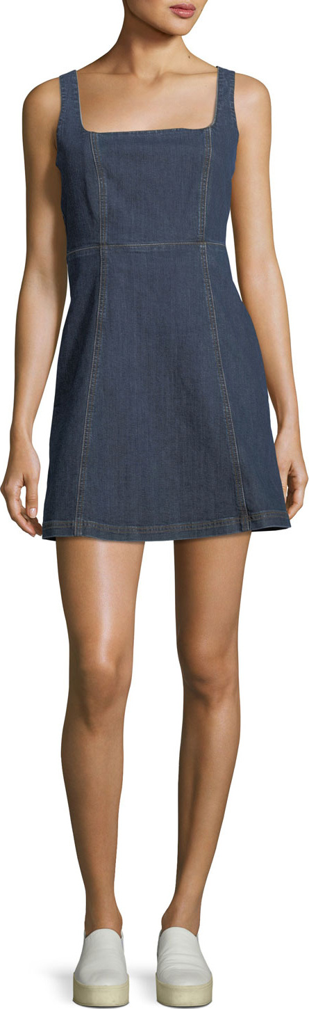 Alexa Chung Square-Neck Sleeveless Cutout Denim Mini Dress