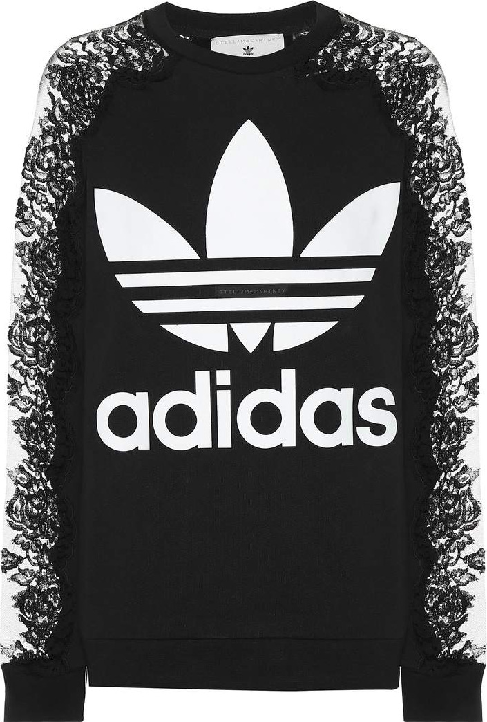 Stella McCartney Lace-trim printed cotton sweatshirt