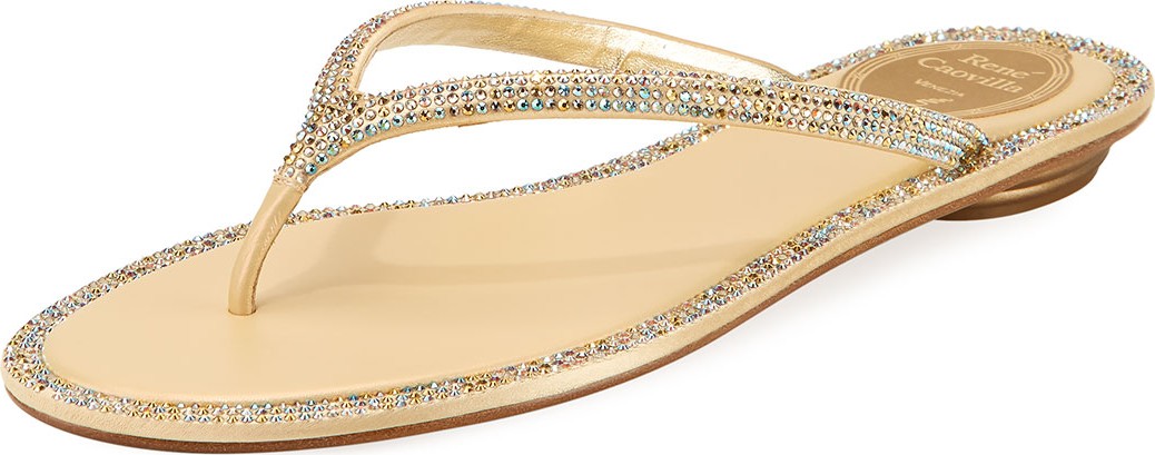 Rene Caovilla Flat Strass Thong Sandal
