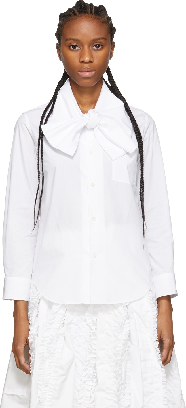 Tricot Comme des Garçons White Bow Collar Shirt