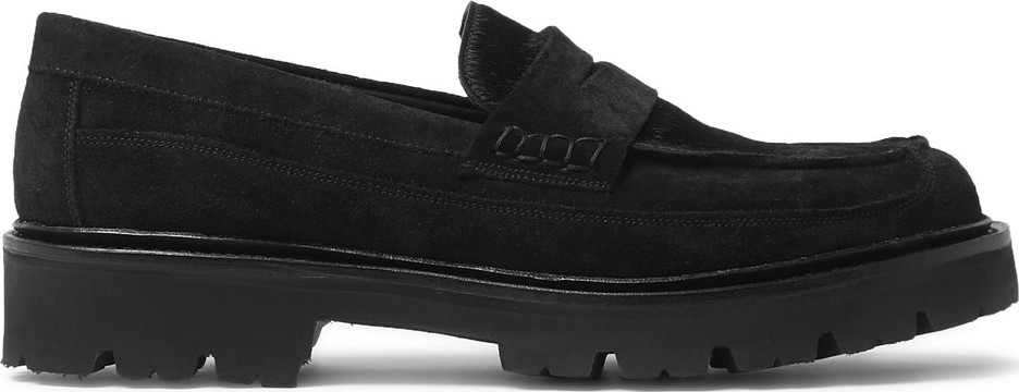 Grenson Suede and Calf Hair Penny Loafers