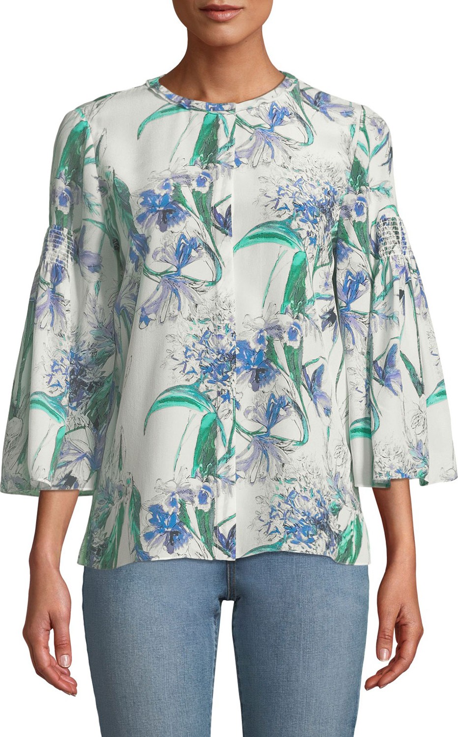KOBI HALPERIN Becca Flower-Print Silk Blouse