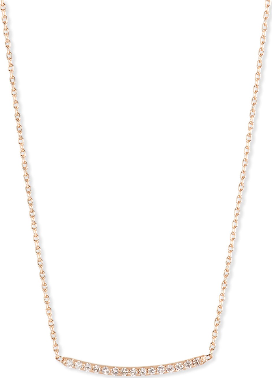 Kismet by Milka Lumiere 14K Rose Gold & Champagne Diamond Bar Necklace