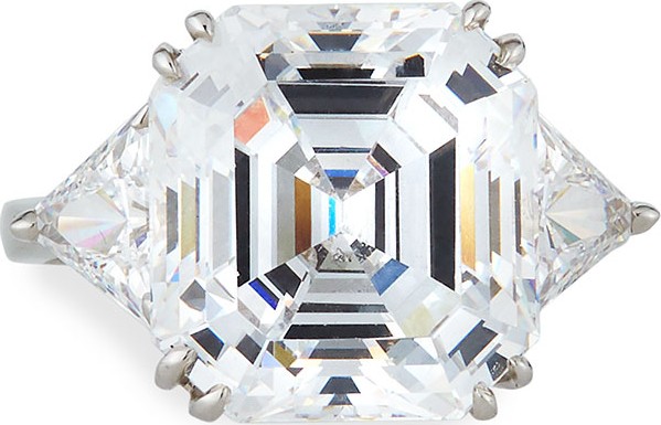 Fantasia by DeSerio 14k White Gold Asscher & Trillion Cubic Zirconia Ring