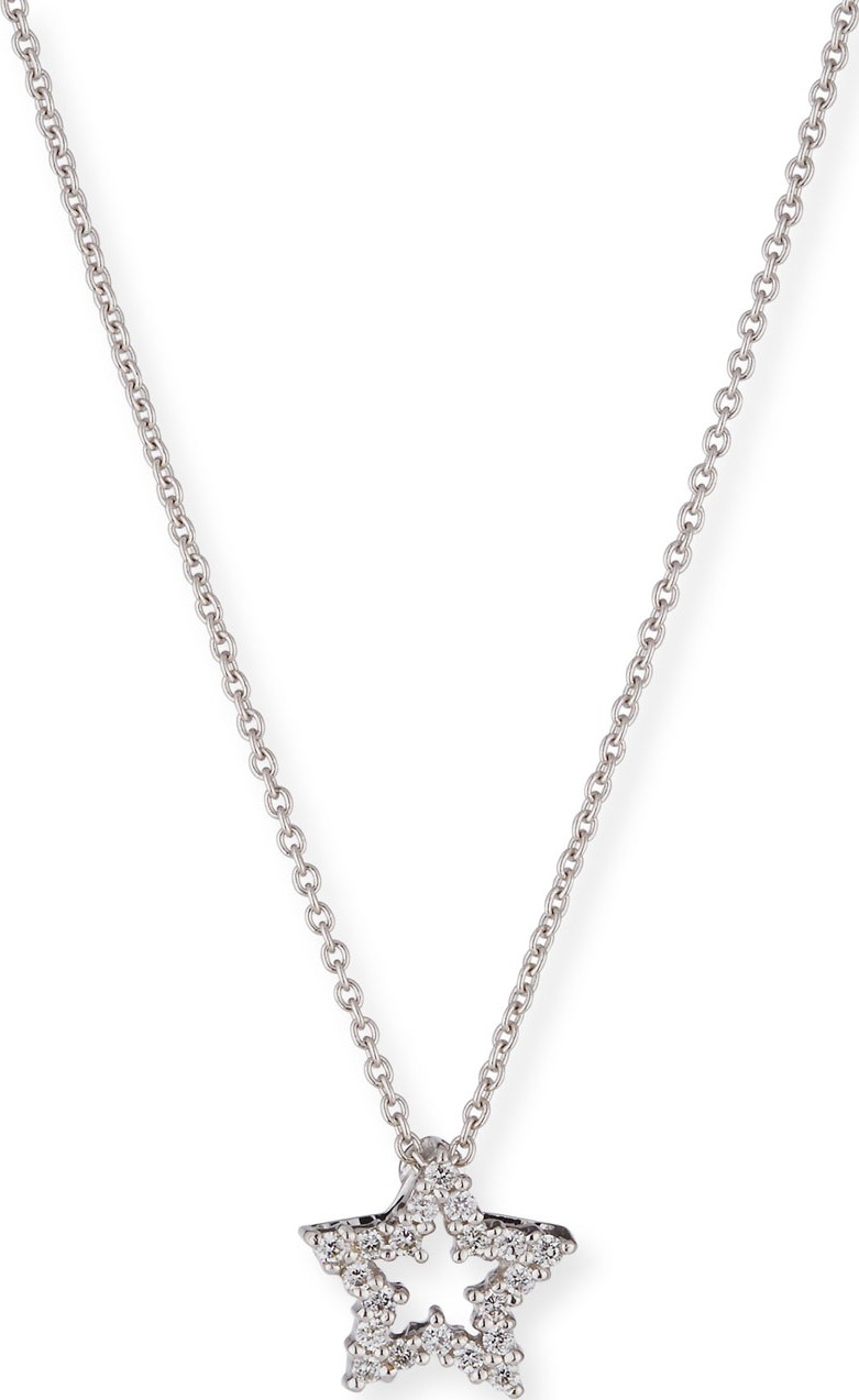 Roberto Coin Diamond Star Pendant Necklace in 18K White Gold