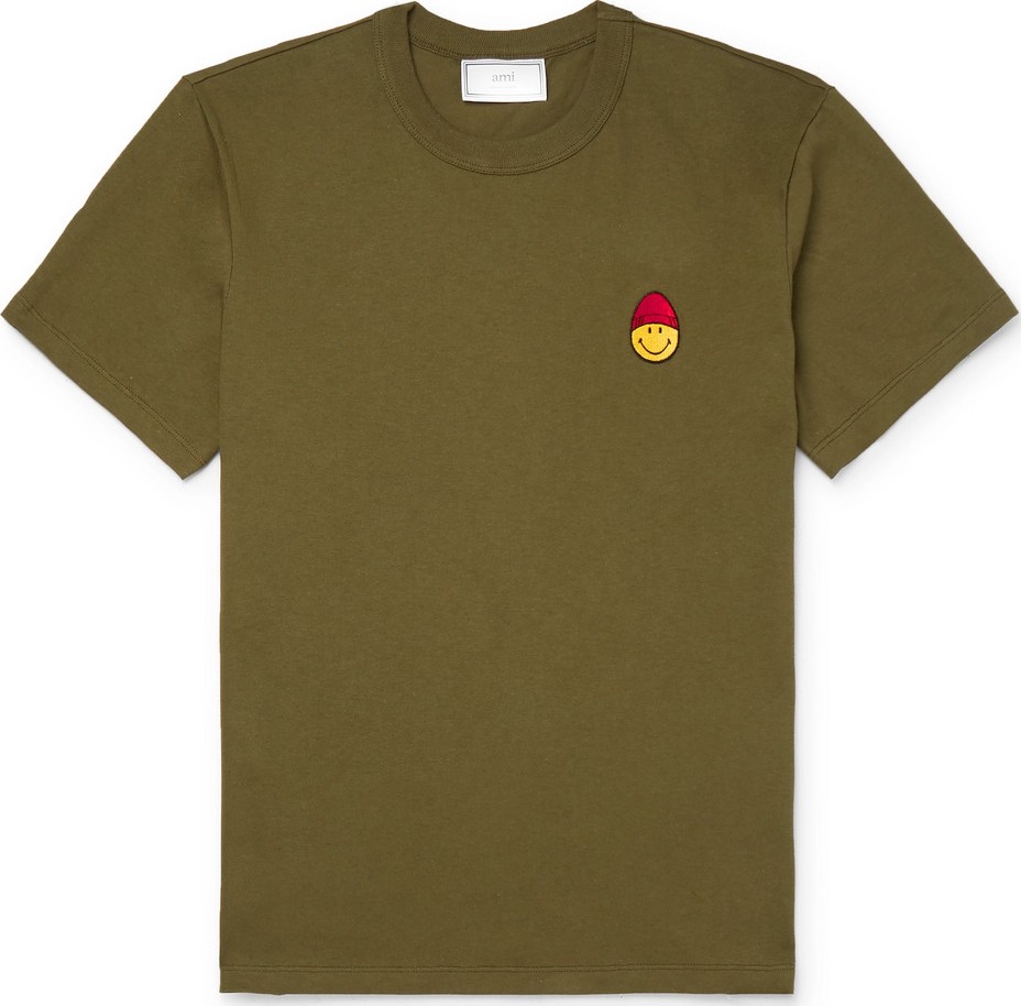 AMI + The Smiley Company Logo-Appliquéd Cotton-Jersey T-Shirt