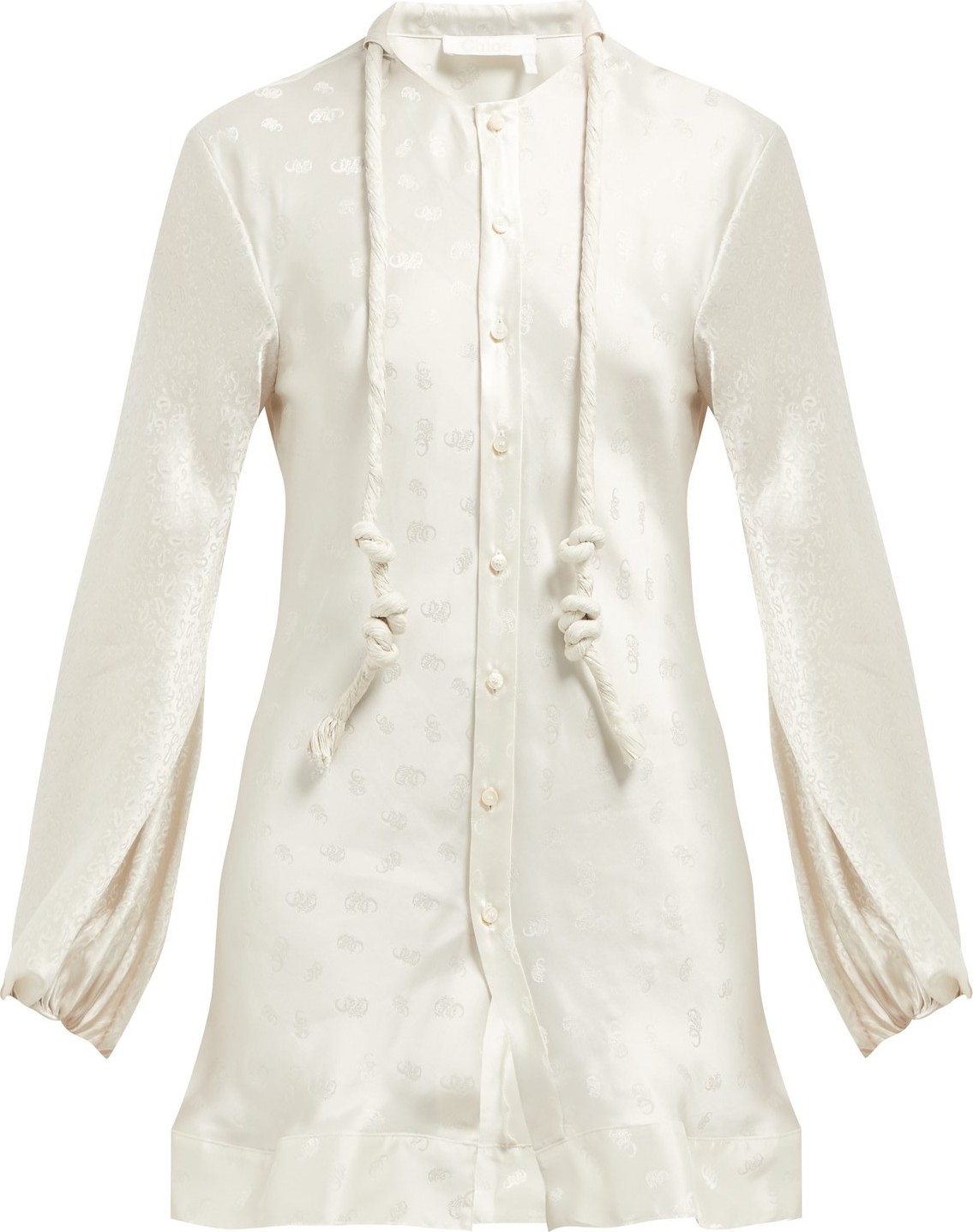 Chloe Paisley-jacquard balloon sleeve silk blouse