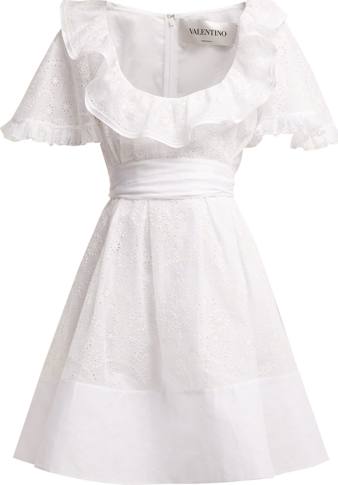 Valentino Ruffled sangallo-lace cotton mini dress