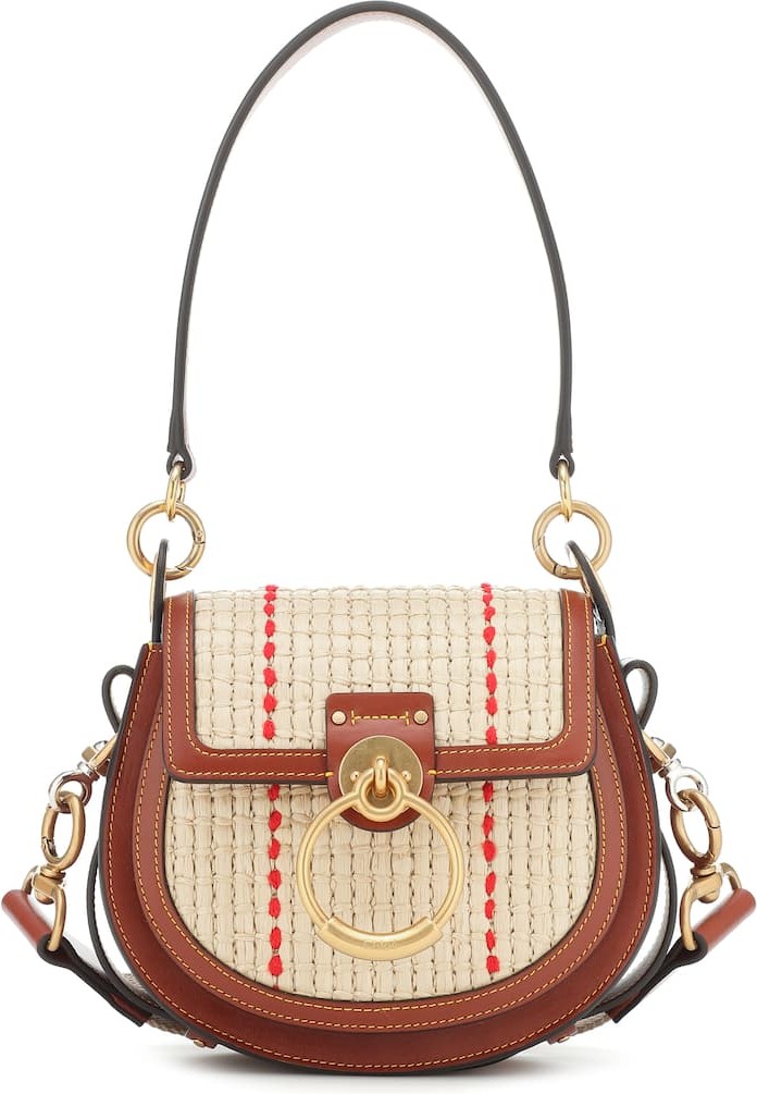 Chloe Tess Small raffia shoulder bag