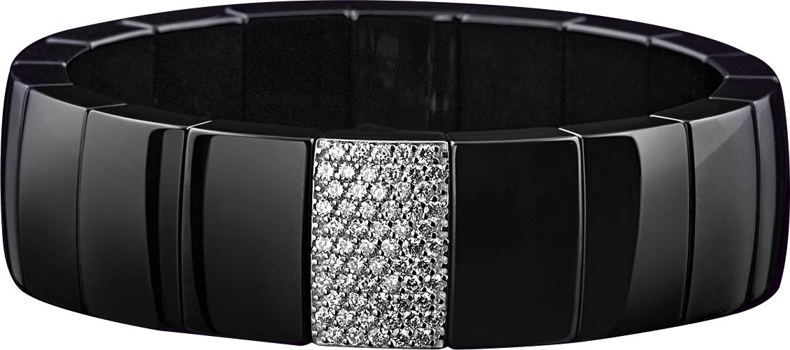 Roberto Demeglio Domino Black Ceramic Stretch Bracelet with Diamonds